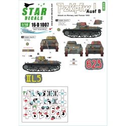 Star Decals 16-D1007, DECAL FOR PzKpfw I Ausf B Attack on Norway and France 1940, 1:16