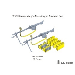 P35-213, German Mg34 Machinegun & Ammo Box (3D Printed), ETMODEL, 1/35