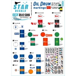 Star Decal 35-C1346, Oil Drum markings NO 2. 55 US Gallon /200 Litres. Oil, ,1/35