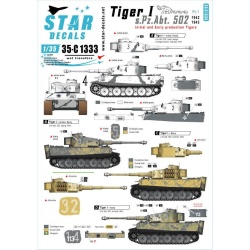 Star Decal 35-C1333, Tiger I. sPzAbt 502 NO 1. Initial / Early production, 1/35