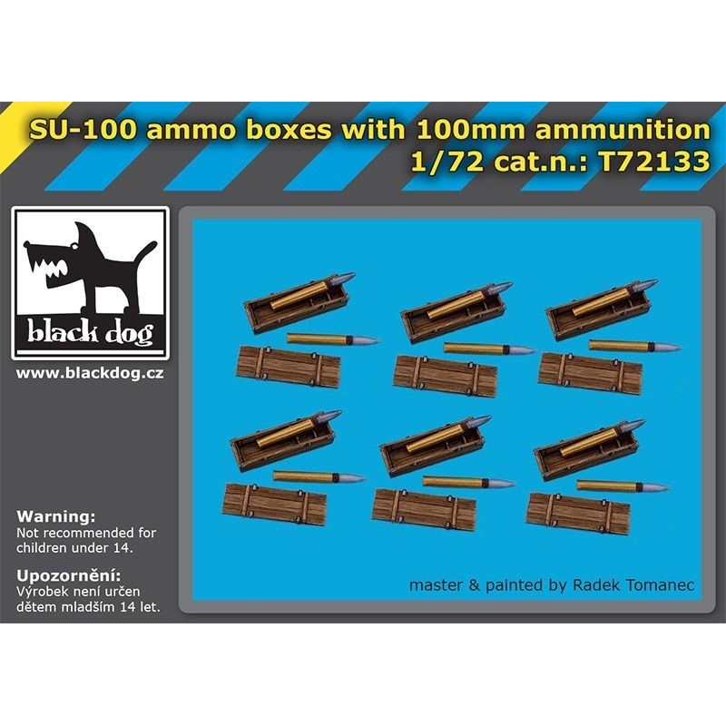 T72133, SU-100 ammo boxes with 100mm ammunition, BLACK DOG, SCALE 1:72