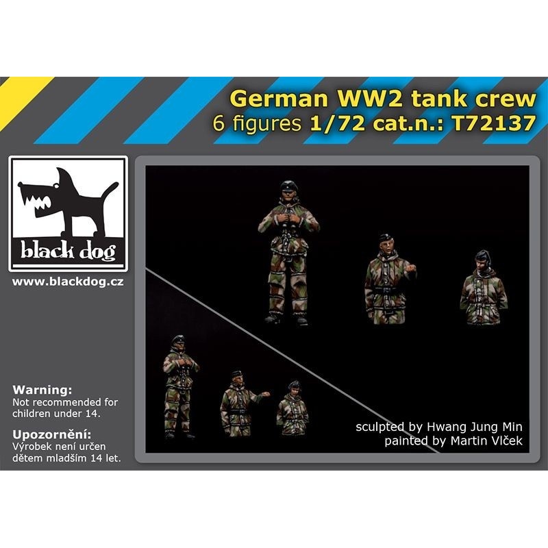 T72137, German WW II tank crew (6 FIGURES), BLACK DOG, SCALE 1:72