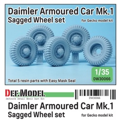 DEF.MODEL, British Daimler Armoured Car Mk.1 Sagged wheel set  (for Gecko model 1/35), DW30066, 1:35