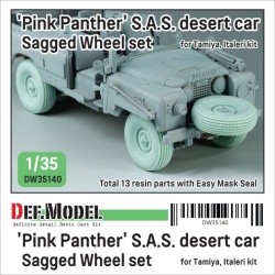 British S.A.S Land Rover Pinkpanther Sagged wheel set  (for Tamiya / Italeri 1/35), DEF Model DW35140, 1/35