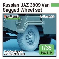 Russian UAZ 3909 Van Sagged wheel set  (for Zvezda 1/35), DEF Model DW35144, 1/35