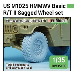 US M1025 HMMWV Basic R/T II Sagged wheel set  (for Academy, Italeri, Tamiya 1/35), DEF Model DW35150, 1/35