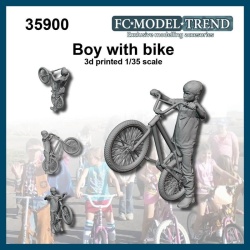 FC MODEL TREND 35900, Kid with bike, 1/35 scale. 3d printed, 1/35