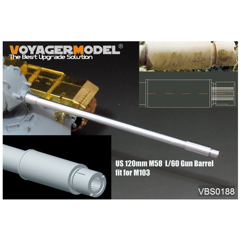 VBS0188, US 120mm M58 L/60 Gun Barrel (M103 used) (GP) , VOYAGERMODEL 1/35