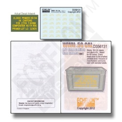 ECHELON FD D356131, SCALE 1/35 Decals for WWII .50 CAL M2 ammo box labels (style 1)