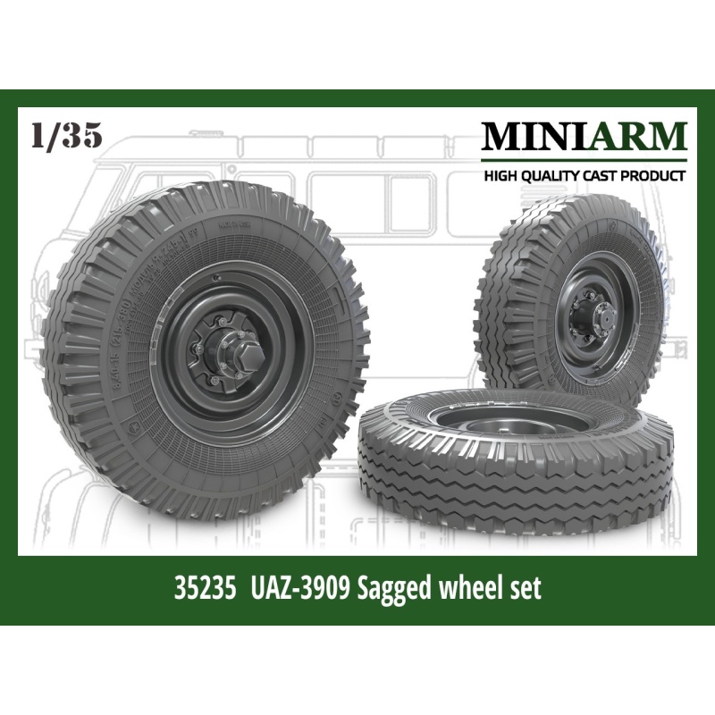 MINIARM, 1/35, B3525, UаZ-452 "Buhanka" Sagged wheel set (4pcs+extra )