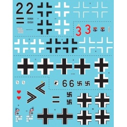 S.B.S Models, SCALE 1/32, BUC-32015, Bf 109/HA-1112 1990s Airshow Star Decals