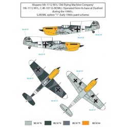 S.B.S Models 1:72 ,BUC-72004, Bf 109/HA-1112 1990s Airshow Star -decal sheet