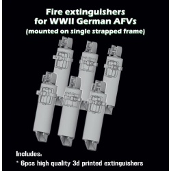 SBS MODEL, 3D020, Fire extinguishers for WW II German AFV, 3d PRINTED SET IN 1:35 SCALE