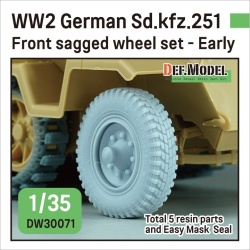 DEF.MODEL, WW2 German Sd.kfz.251 Half-track front sagged wheel set - Early, DW30071, 1:35
