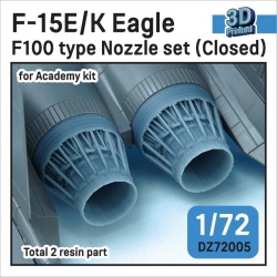 DEF.MODEL, DZ72005, F-15E/K Eagle F100 type Nozzle set (Closed) for Academy, 1/72