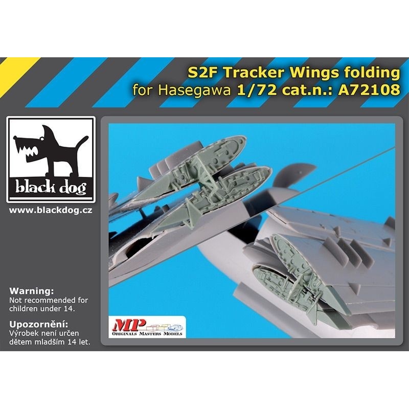 S2F Tracker wings folding, A72108,  BLACK DOG, 1:72