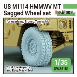 US M1114 HMMWV MT Sagged wheel set  (for Academy 1/35), DEF. MODELDW35151, 1/35