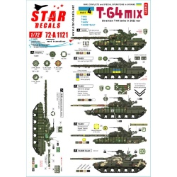 Star Decals 72-A1121, War in Ukraine SET 4. Ukrainian T-64 mix in 2022 war., 1/72