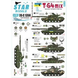 Star Decals 35-C1356, War in Ukraine SET 4, Ukrainian T-64 mix in 2022 war , 1/35