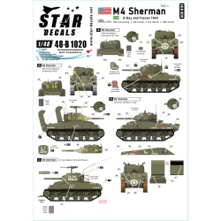 Star Decal 48-B1020 , US M4 Sherman. D-Day and France in 1944 , 1/48
