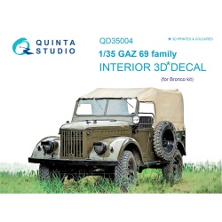 Quinta Studio QD35004, GAZ 69 Family 3D-Printed Interior decal (for Bronco, 1:35