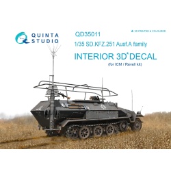 Quinta Studio QD35011, SDKFZ 251 Ausf.A 3D-Printed Interior decal (for ICM, 1:35