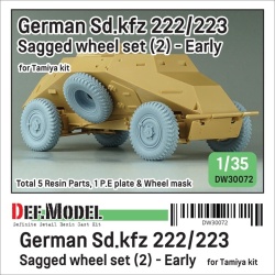 DEF.MODEL, WW2 German Sd.kfz 222/223 Sagged wheel set(2) - Early  (for Tamiya 1/35), DW30072, 1:35
