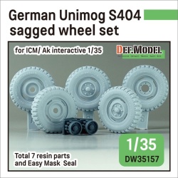 German Unimog S404 Sagged Wheel set  (for ICM/ Ak interactive 1/35 kit), DEF Model DW35157, 1/35