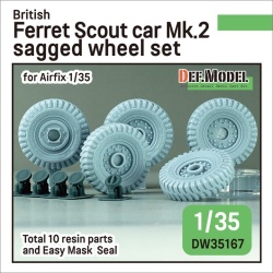 British Ferret Scout car Mk.2 Sagged Wheel set  (for Airfix 1/35 kit), DEF Model DW35167, 1/35