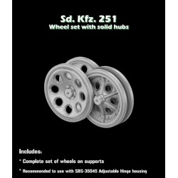 S.B.S Models, 1:35, 3D031,  Sd.Kfz 251. roadwheel set with solid hubs