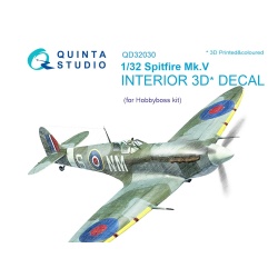 Quinta Studio QD32030, Spitfire Mk.V 3D-Printed Interior decal (Hobbyboss), 1:32