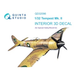 Quinta Studio QD32096,Tempest Mk.II 3D-Printed Interior decal (Special H/R, 1:32