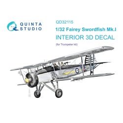 Quinta Studio QD32115, F.Swordfish Mk.I 3D-Printed Interior decal (Trumpet, 1:32