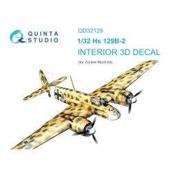 Quinta Studio QD32129, Hs 129B-2 3D-Printed Interior decal (Zoukei-Mura) , 1:32