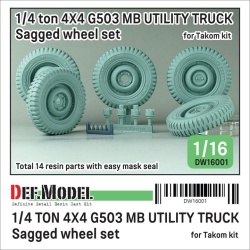 DEF. MODEL DW16001,WW2 US 1/4 ton G503 Utility Truck Wheel set (for TAKOM), 1/16